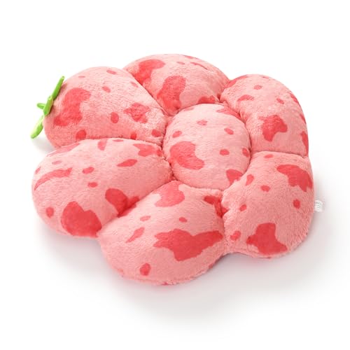 Kawaii Cat Paw Strawberry Cow Plush Cushion