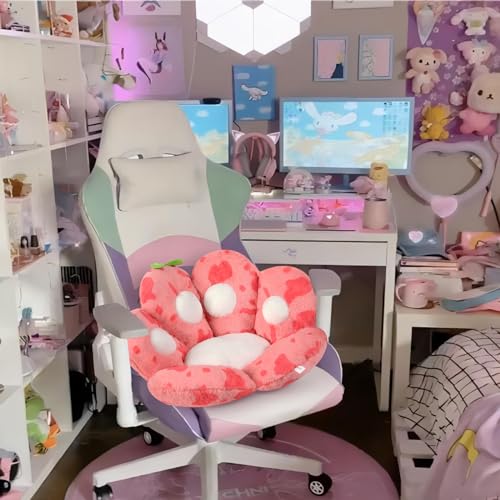 Kawaii Cat Paw Strawberry Cow Plush Cushion