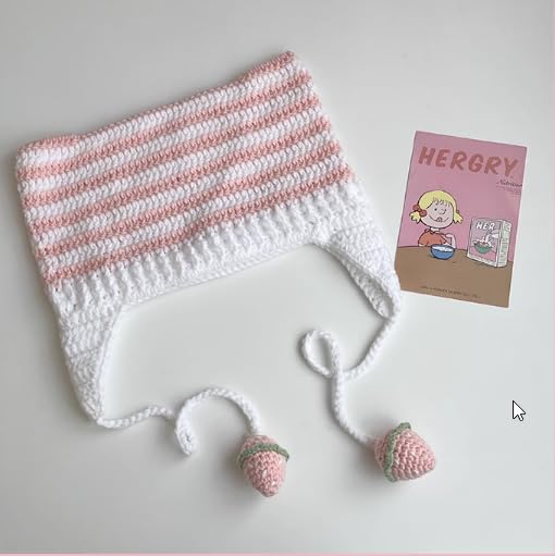 Kawaii Cat Ear Crochet Beanie Hat - Pink