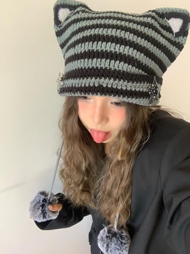 Cute Beanie Cat Ear Devil Crochet Hat