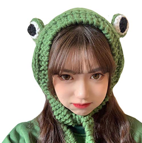 Cute Crochet Frog Earflap Beanie Hat for Girls