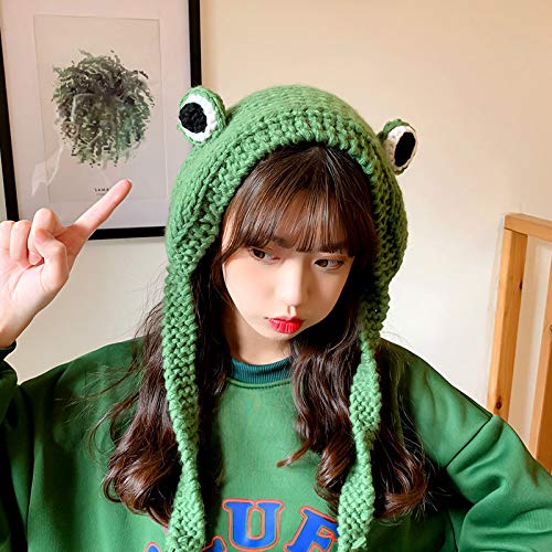Cute Crochet Frog Earflap Beanie Hat for Girls