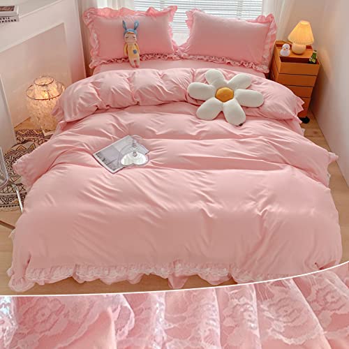 Kawaii Pink Ruffle Lace Duvet Cover Set