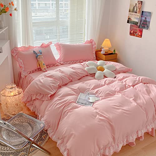 Kawaii Pink Ruffle Lace Duvet Cover Set
