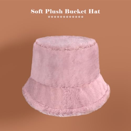 Kawaii Fluffy Pink Faux Fur Bucket Hat