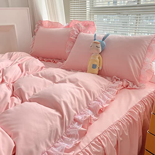 Kawaii Pink Ruffle Lace Duvet Cover Set