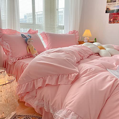 Kawaii Pink Ruffle Lace Duvet Cover Set