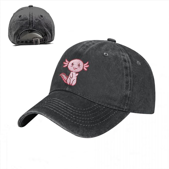 Kawaii Axolotl Embroidered Adjustable Baseball Cap
