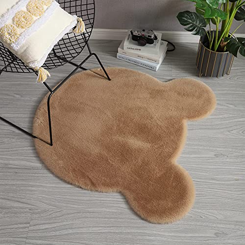 Kawaii Bear Head Plush Area Rug for Kids