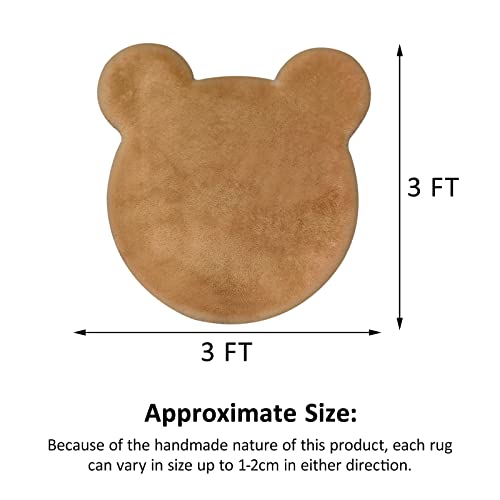 Kawaii Bear Head Plush Area Rug for Kids