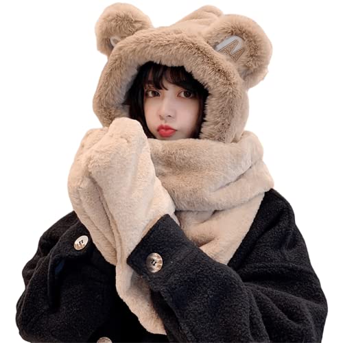 Kawaii Bear Ear Beanie Hat and Scarf Set