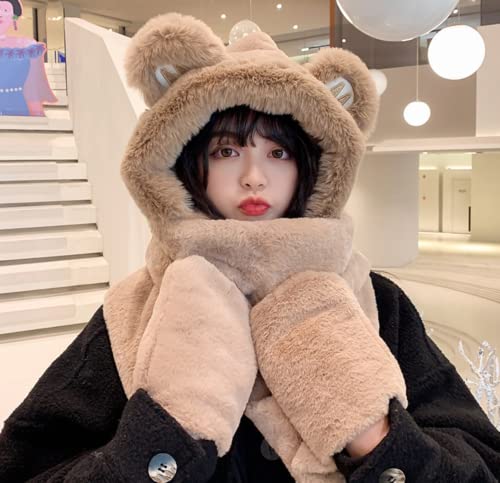 Kawaii Bear Ear Beanie Hat and Scarf Set