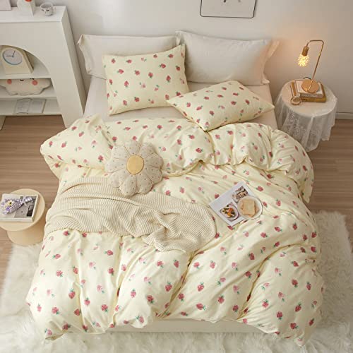 Kawaii Strawberry Duvet Cover Set for Kids