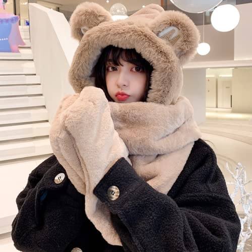 Kawaii Bear Ear Beanie Hat and Scarf Set