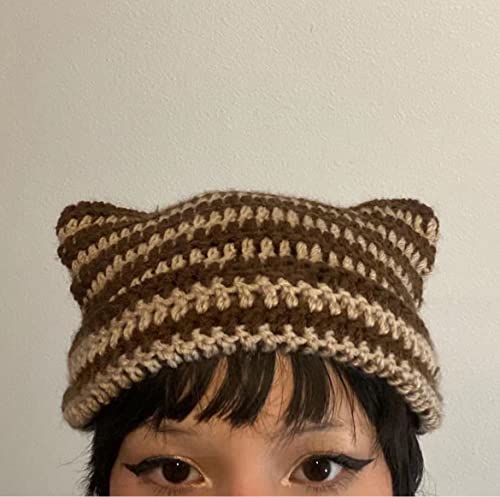 Kawaii Devil Cat Ear Beanie Hat for Women