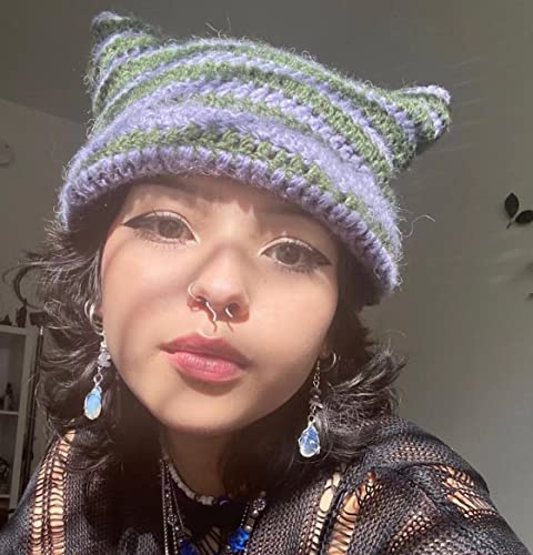 Kawaii Devil Cat Ear Beanie Hat for Women