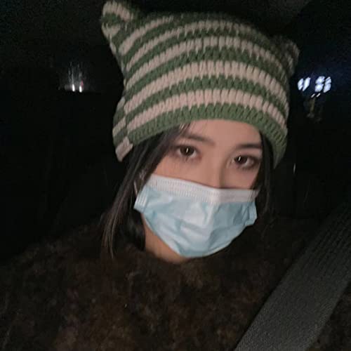 Kawaii Devil Cat Ear Beanie Hat for Women