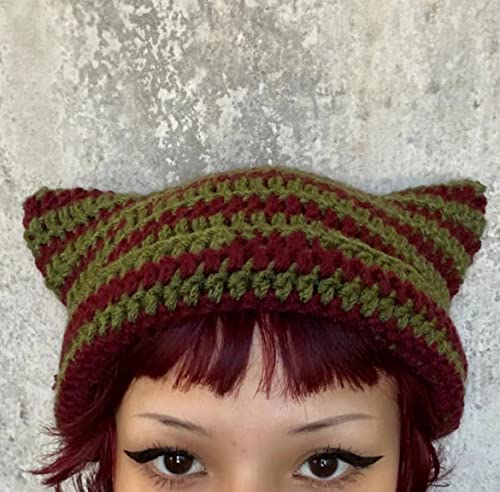 Kawaii Devil Cat Ear Beanie Hat for Women