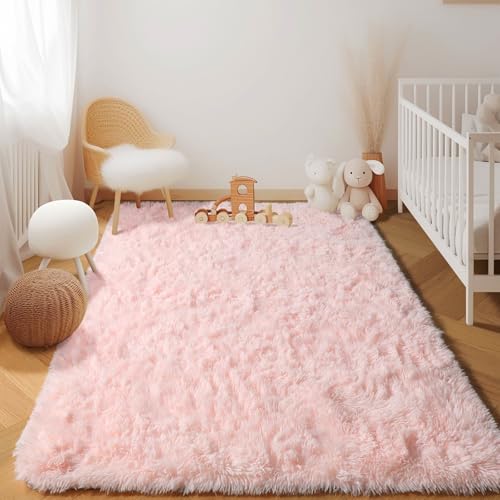 Cute Pink Kawaii Plush Area Rug 4x6 Ft