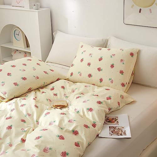 Kawaii Strawberry Duvet Cover Set for Kids