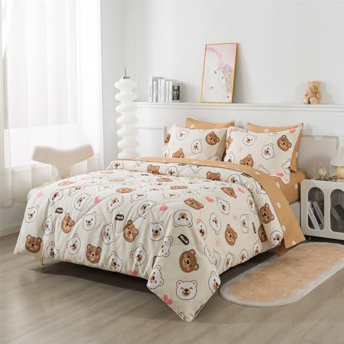 Kawaii Bear Comforter Set Twin Size for Kids