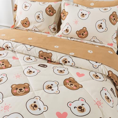 Kawaii Bear Comforter Set Twin Size for Kids