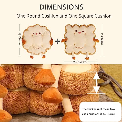 Kawaii Toast Chair Cushions - Set of 2