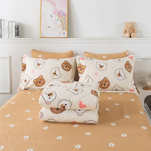 Kawaii Bear Comforter Set Twin Size for Kids
