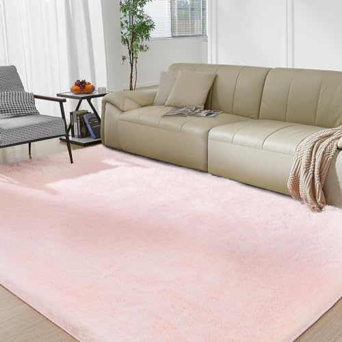 Ultra Kawaii Pink Shaggy Area Rug 4x6 Ft