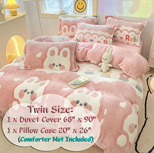 Kawaii Bunny Floral Twin Bedding Set