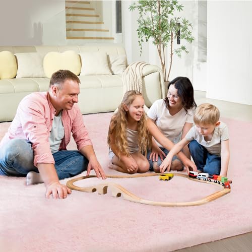 Ultra Kawaii Pink Shaggy Area Rug 4x6 Ft