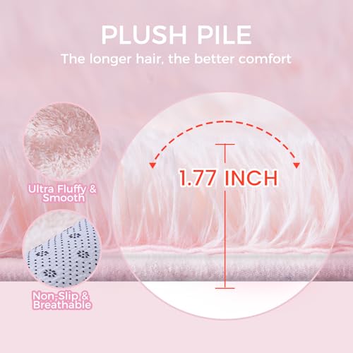 Ultra Kawaii Pink Shaggy Area Rug 4x6 Ft