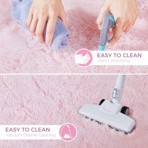 Ultra Kawaii Pink Shaggy Area Rug 4x6 Ft