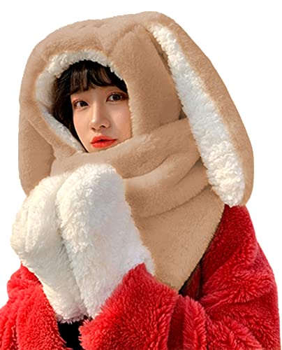 Kawaii Bunny Ear Plush Beanie and Scarf Set