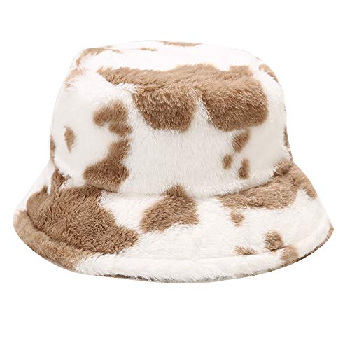 Kawaii Cow Print Fuzzy Bucket Hat for All