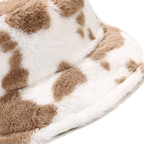 Kawaii Cow Print Fuzzy Bucket Hat for All