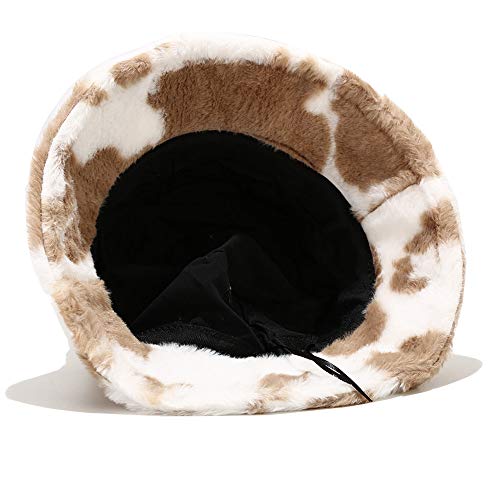 Kawaii Cow Print Fuzzy Bucket Hat for All