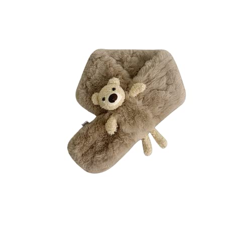 Adorable Fuzzy Plush Bear Scarf for Girls