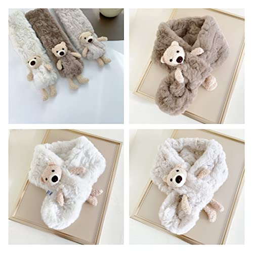 Adorable Fuzzy Plush Bear Scarf for Girls