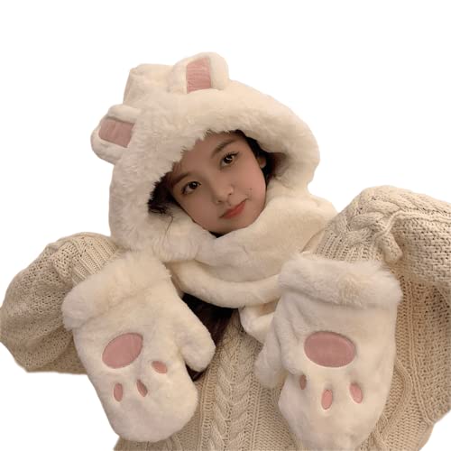 Kawaii Bunny Ear Beanie Hat and Gloves Set