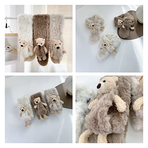 Adorable Fuzzy Plush Bear Scarf for Girls