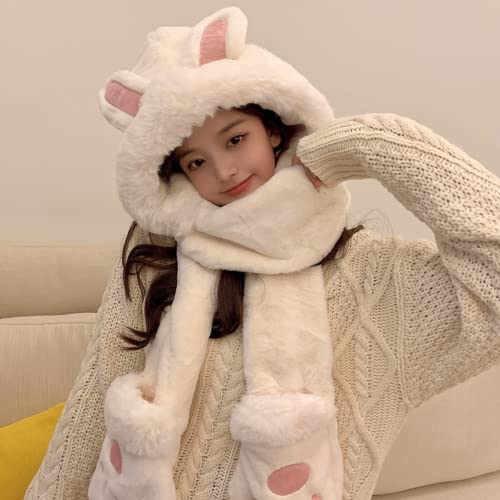 Kawaii Bunny Ear Beanie Hat and Gloves Set