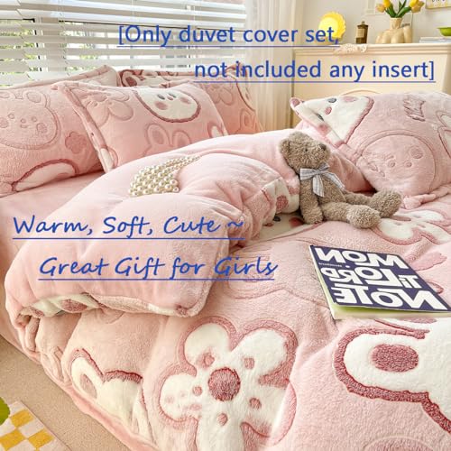 Kawaii Pink Rabbit Duvet Cover Set for Girls