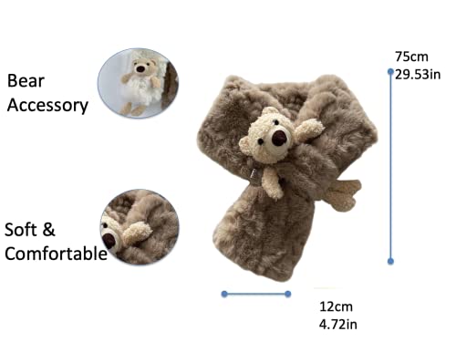 Adorable Fuzzy Plush Bear Scarf for Girls