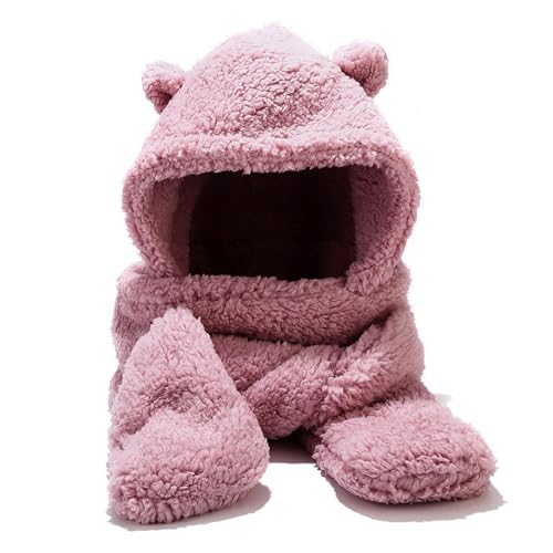Kawaii Winter Bear Hooded Scarf and Gloves Set