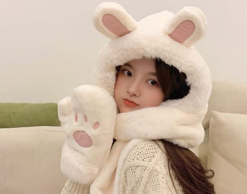 Kawaii Bunny Ear Beanie Hat and Gloves Set