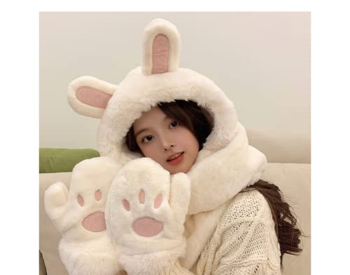 Kawaii Bunny Ear Beanie Hat and Gloves Set