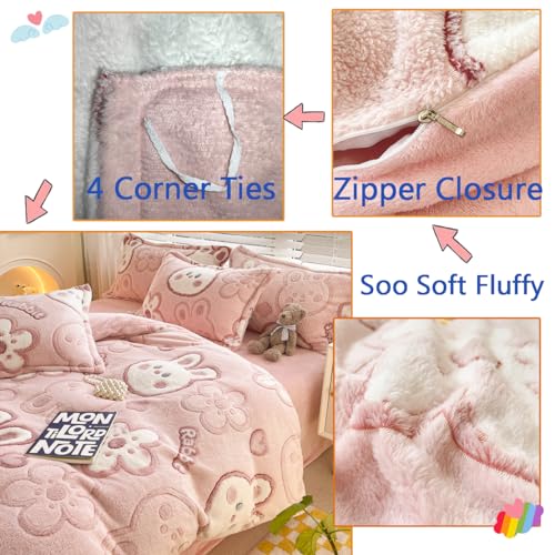 Kawaii Pink Rabbit Duvet Cover Set for Girls
