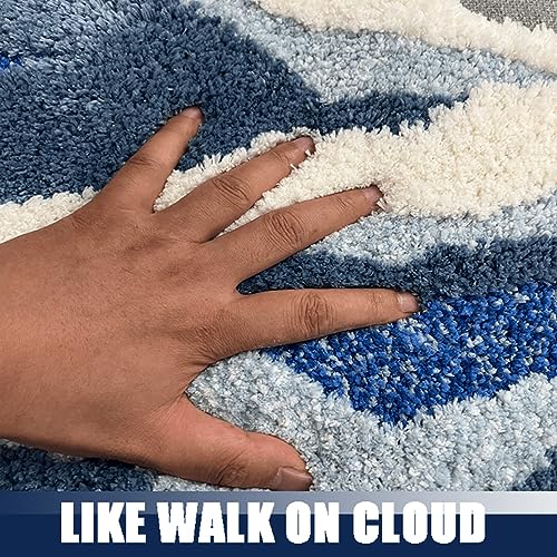 Kawaii Wave Pattern Plush Bath Mat 20"x32
