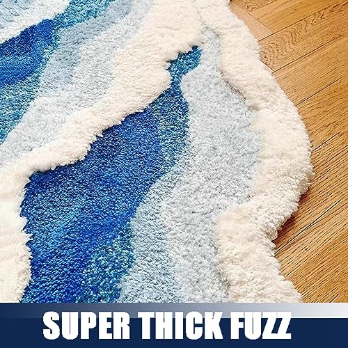 Kawaii Wave Pattern Plush Bath Mat 20"x32